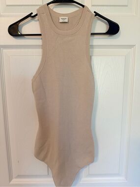 Abercrombie & Fitch Sleeveless Ribbed Bodysuit - Taupe